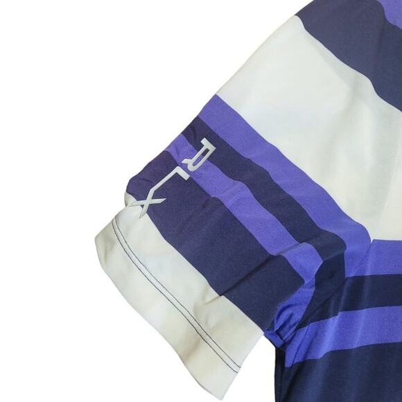 RLX Ralph Lauren Golf Polo Men’s M White Blue Stripe Stretch Moisture-Wick EUC - Picture 5 of 9